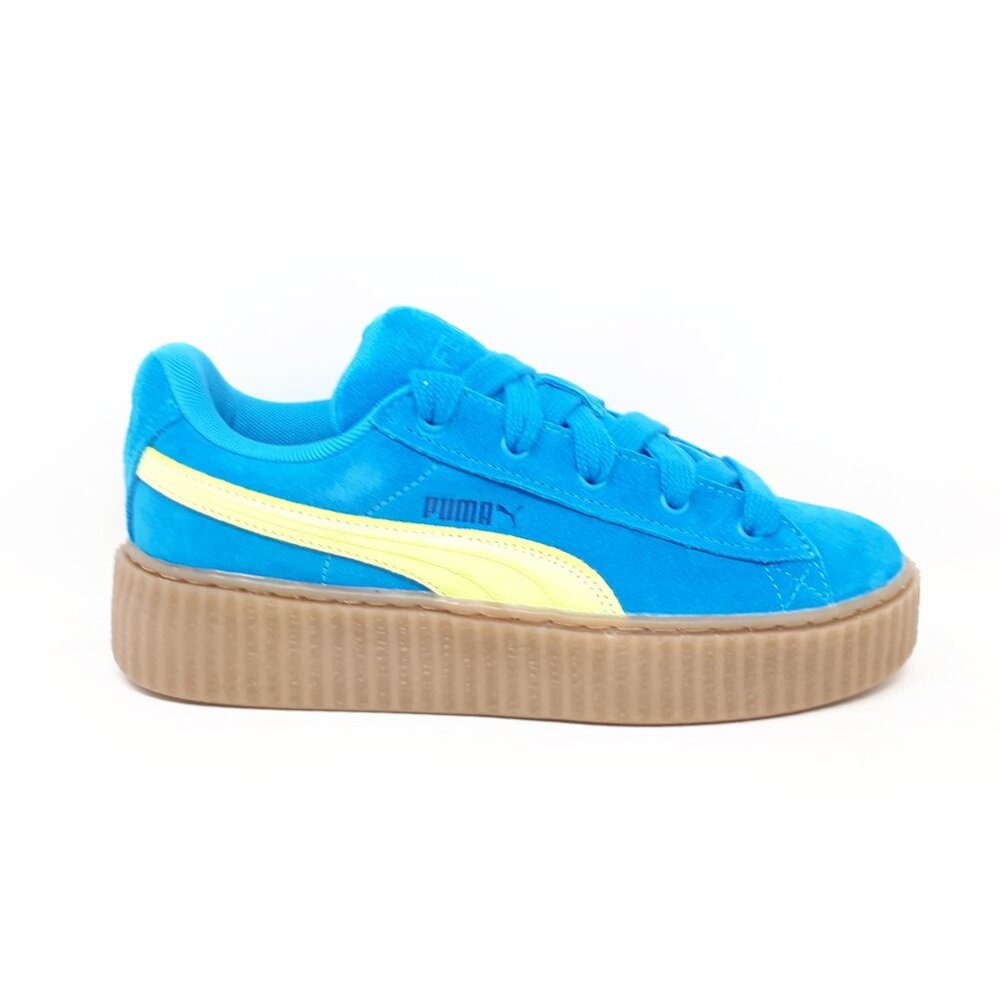 Puma Women's Platform Sneaker in Turquoise with Yellow Stripe